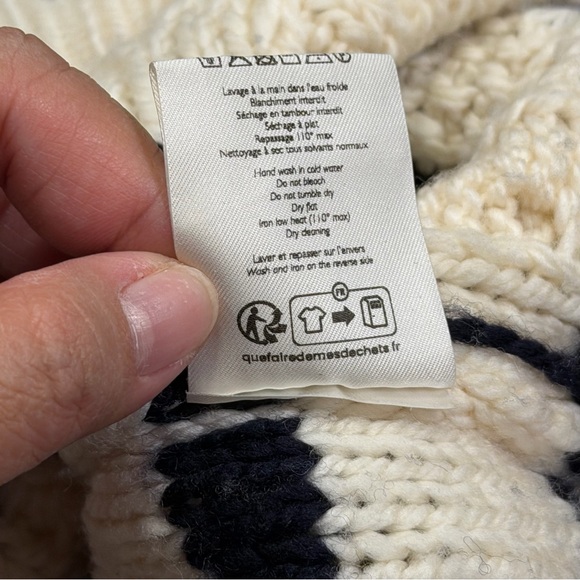 Sezane Small Cream James Jumper Merino Wool Cable Knit Button Designer Parisian - Picture 5 of 5